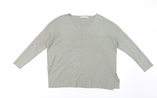 Only Womens Green V-Neck  Viscose Pullover Jumper Size S
