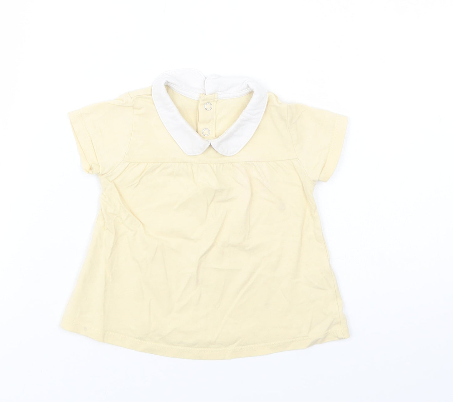 TU Baby Yellow  Cotton Basic Blouse Size 9-12 Months Collared Snap
