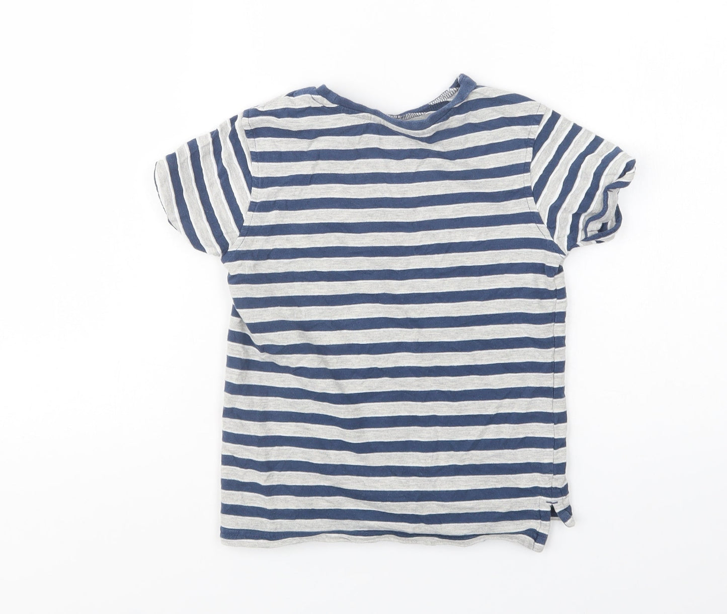 George Boys Blue Striped Cotton Basic Polo Size 5-6 Years Crew Neck