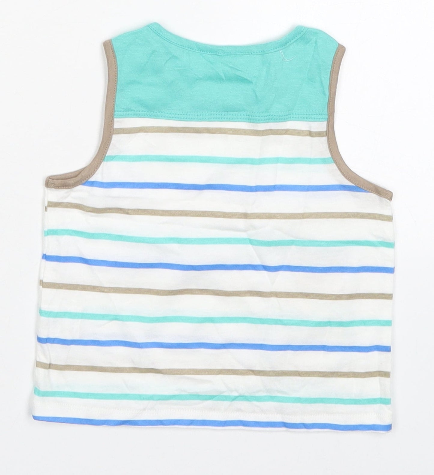 Curly Sue Boys Blue Striped Cotton Basic Tank Size 2-3 Years Round Neck Pullover - Bear
