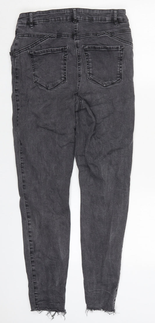 Papaya Womens Grey  Cotton Skinny Jeans Size 12 L27 in Regular Button