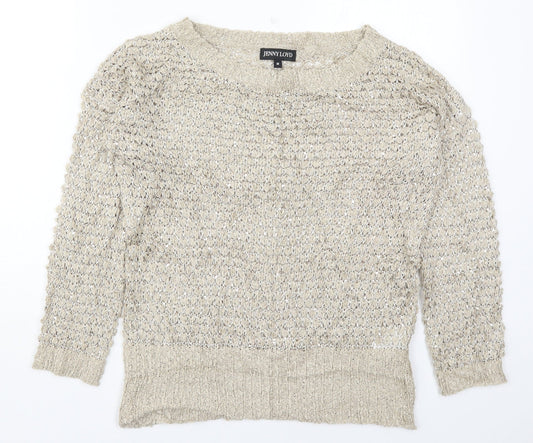 Jenny Loyd Womens Beige Round Neck  Acrylic Pullover Jumper Size M
