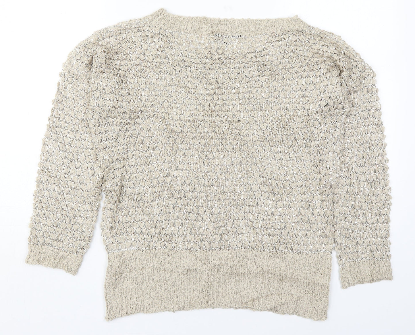 Jenny Loyd Womens Beige Round Neck  Acrylic Pullover Jumper Size M