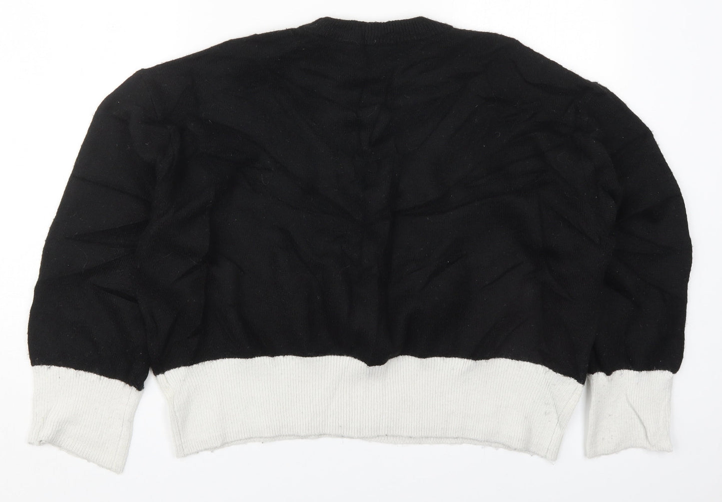 H&M Womens Black Round Neck  Acrylic Pullover Jumper Size M   - Black and White