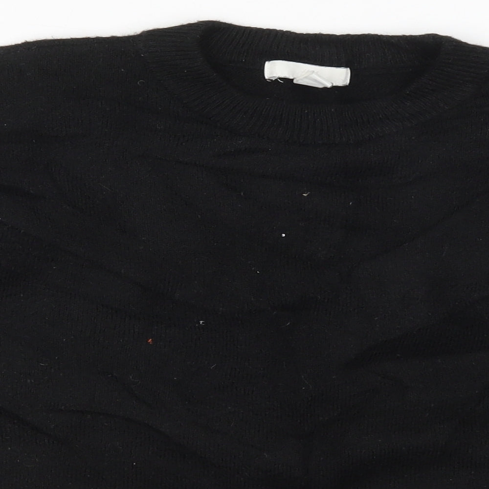 H&M Womens Black Round Neck  Acrylic Pullover Jumper Size M   - Black and White