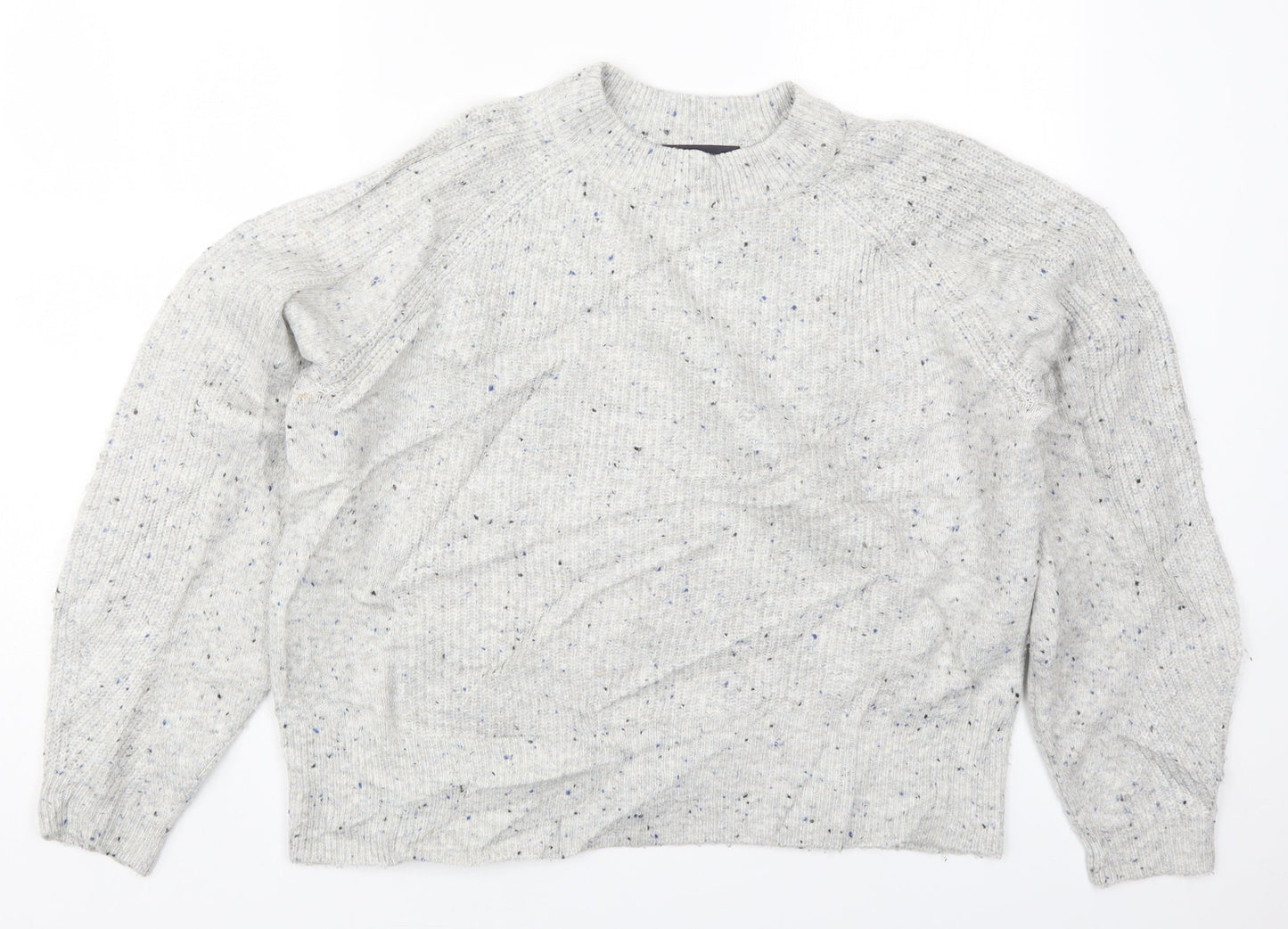 Marks and Spencer Womens Grey Round Neck  Acrylic Pullover Jumper Size M