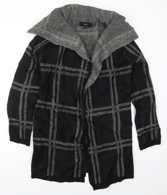 NEXT Womens Black Collared Check Acrylic Cardigan Jumper Size XS
