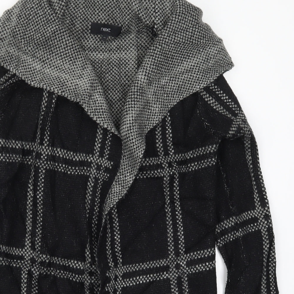 NEXT Womens Black Collared Check Acrylic Cardigan Jumper Size XS