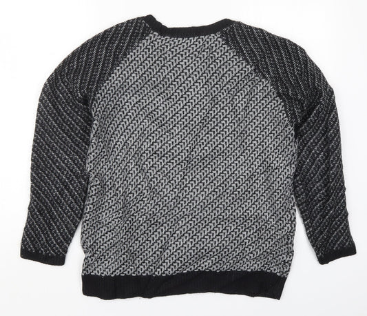 Marks and Spencer Womens Grey Round Neck Geometric Acrylic Pullover Jumper Size 10