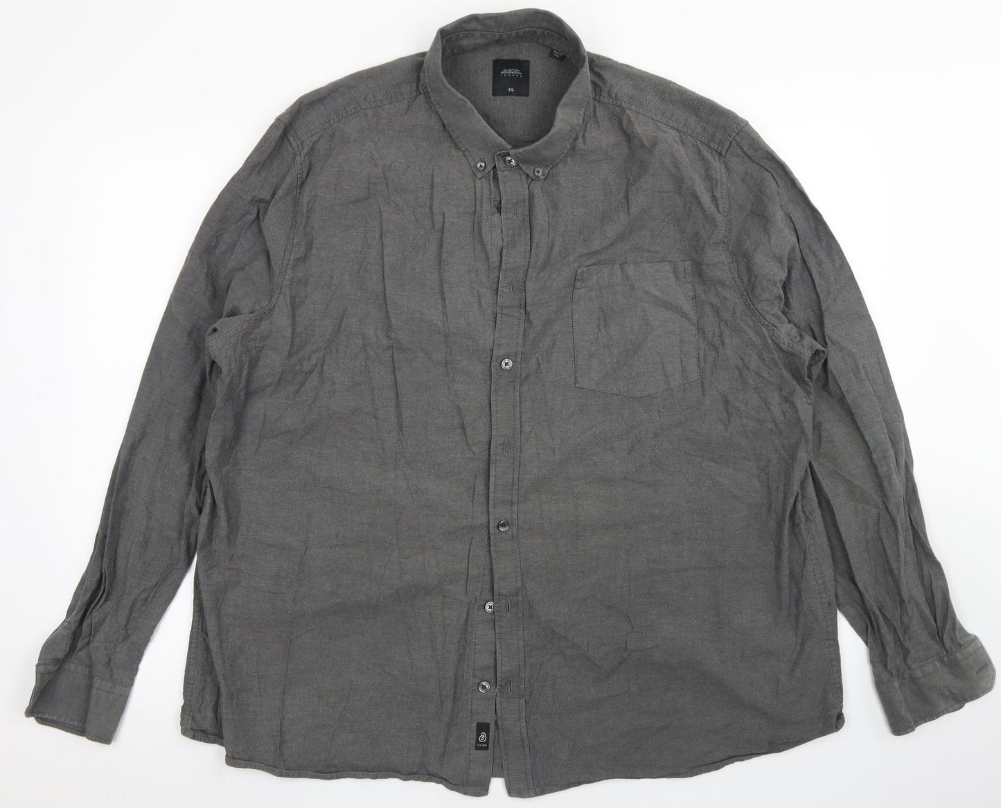 Burton Mens Grey  Cotton  Button-Up Size 2XL Collared Button