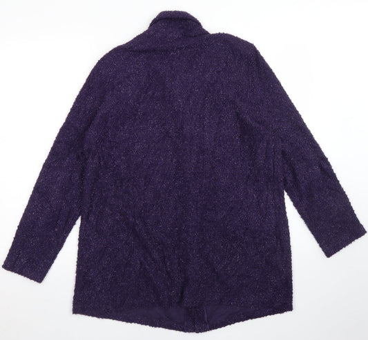 Kim Company Womens Purple Collared  Nylon Cardigan Jumper Size L