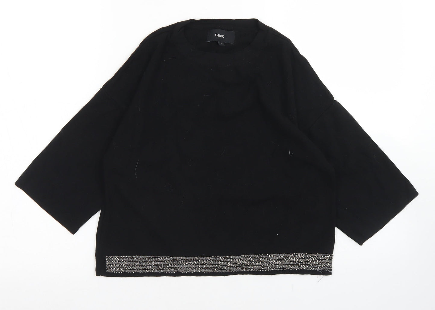 NEXT Womens Black  Viscose Cropped T-Shirt Size 6 Off the Shoulder