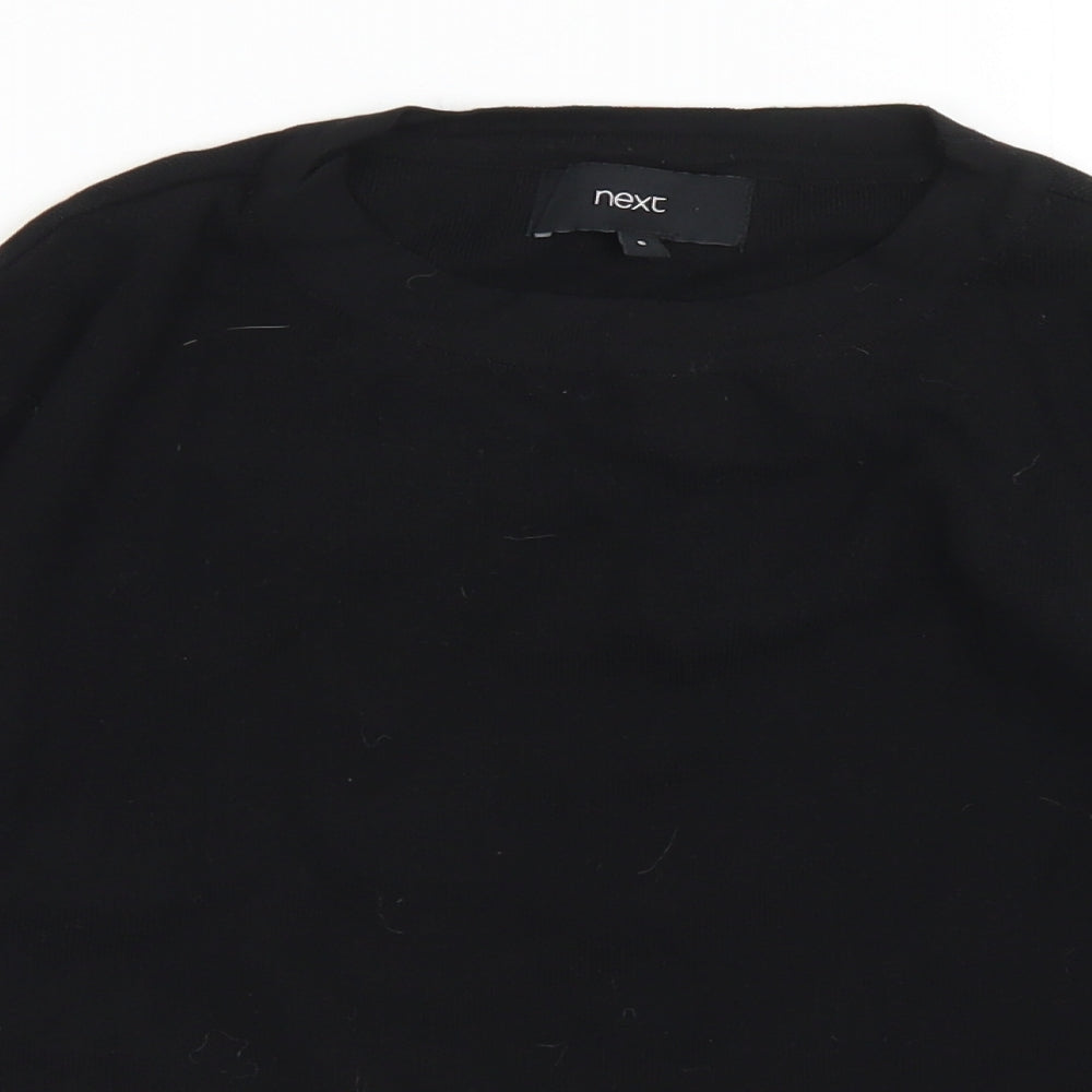 NEXT Womens Black  Viscose Cropped T-Shirt Size 6 Off the Shoulder
