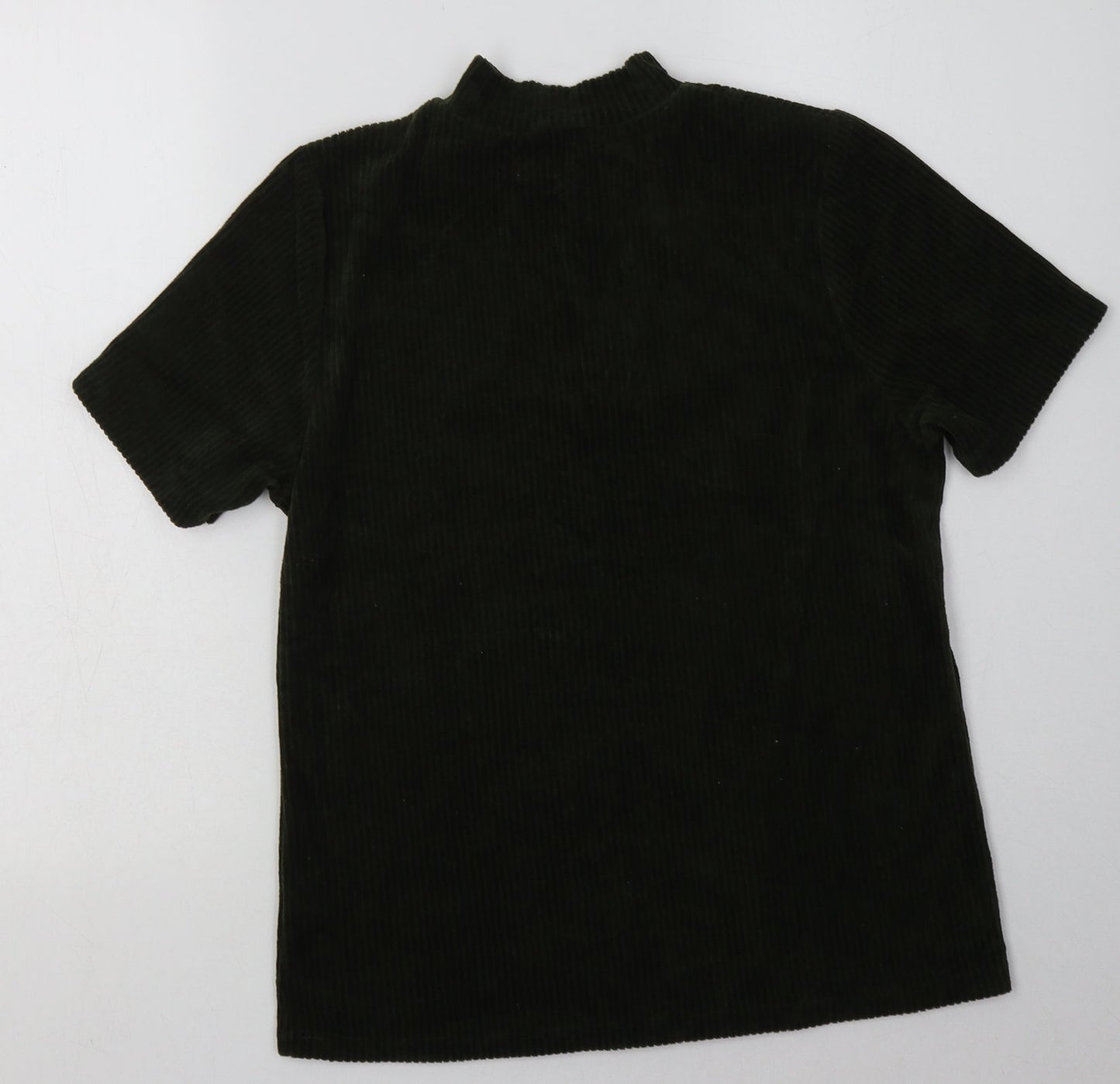 River Island Womens Green  Cotton Basic T-Shirt Size 10 High Neck