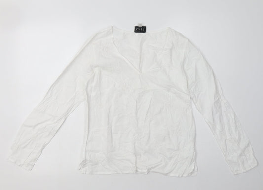 EAST Womens White Geometric Cotton Pullover Sweatshirt Size 10  Pullover