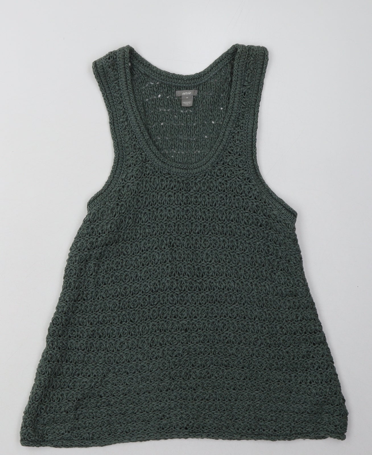 Aerie Womens Green  Acrylic Basic Tank Size M Scoop Neck