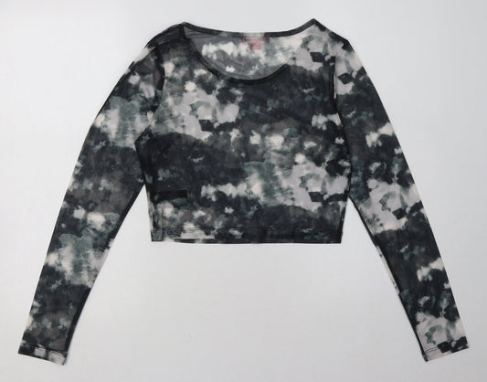 urban threads Womens Green  Polyester Cropped Blouse Size 12 Crew Neck - ombre pattern