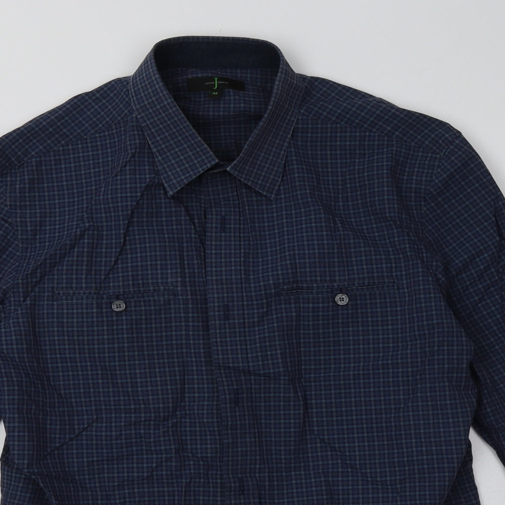 Debenhams Mens Blue Check Cotton  Button-Up Size M Collared Button