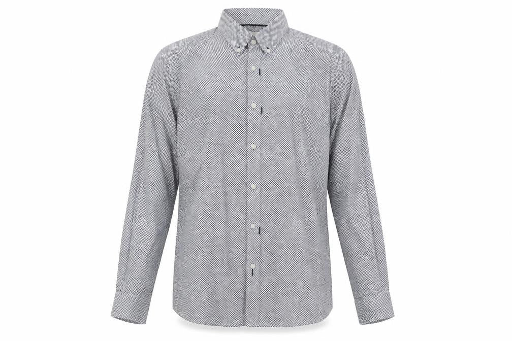 Debenhams Mens Blue Geometric Cotton  Button-Up Size M Collared Button
