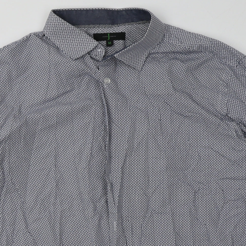 Debenhams Mens Blue Geometric Cotton  Button-Up Size M Collared Button