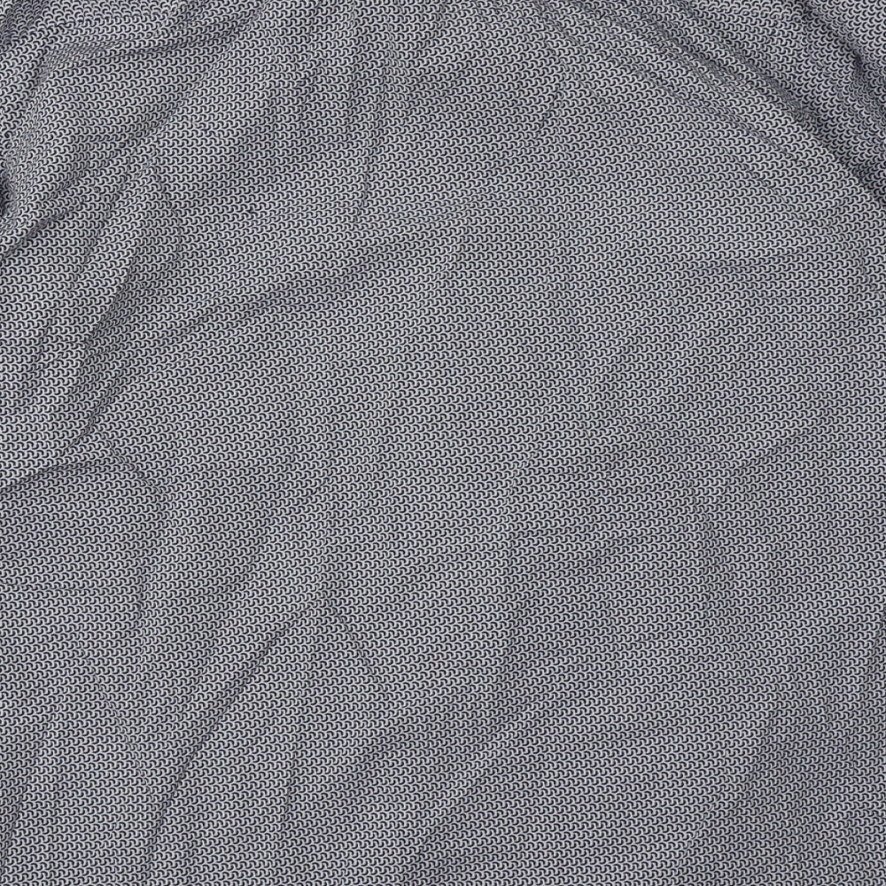 Debenhams Mens Blue Geometric Cotton  Button-Up Size M Collared Button
