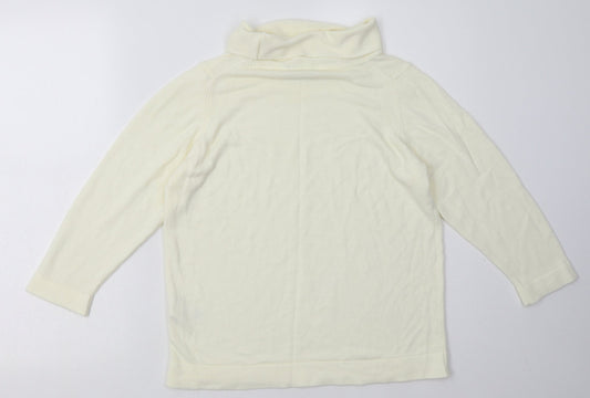 Marks and Spencer Womens White  Acrylic Pullover Sweatshirt Size 14  Pullover