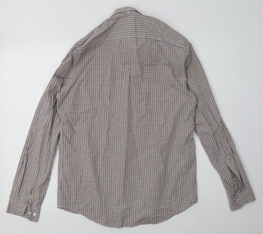 NEXT Mens Yellow Check Cotton  Polo Size S Collared Button