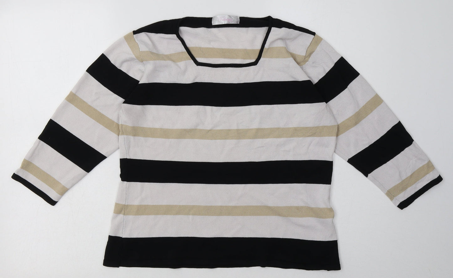 Alexara Womens White Striped Polyamide Pullover Sweatshirt Size L  Pullover