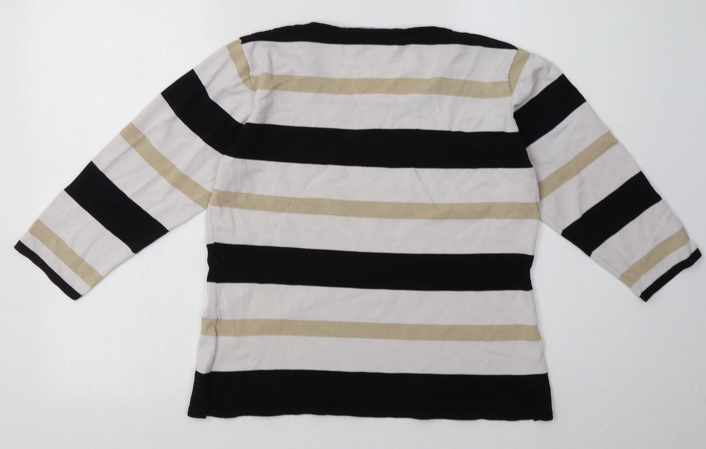 Alexara Womens White Striped Polyamide Pullover Sweatshirt Size L  Pullover