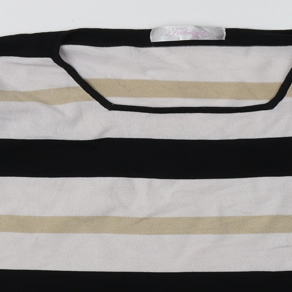 Alexara Womens White Striped Polyamide Pullover Sweatshirt Size L  Pullover