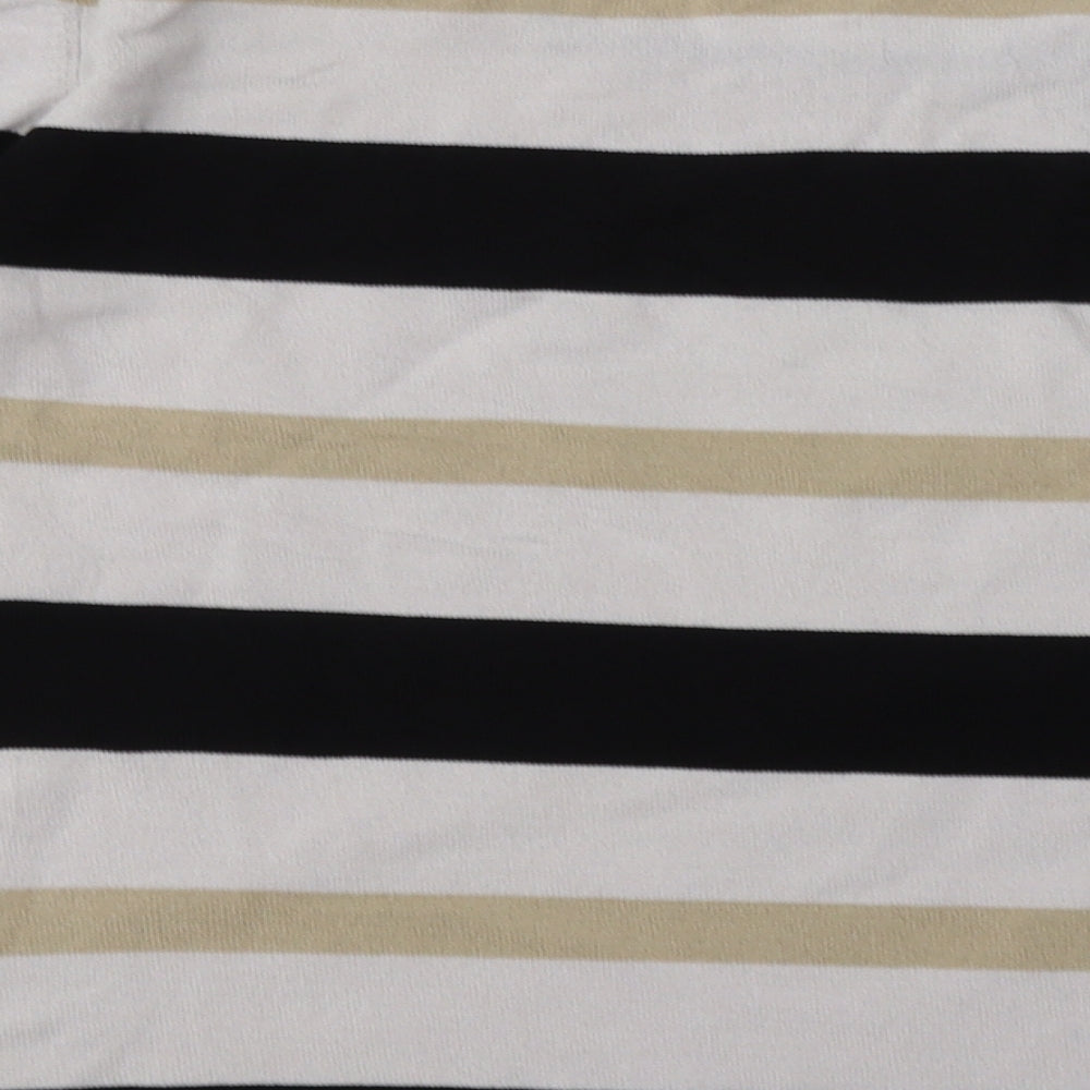 Alexara Womens White Striped Polyamide Pullover Sweatshirt Size L  Pullover