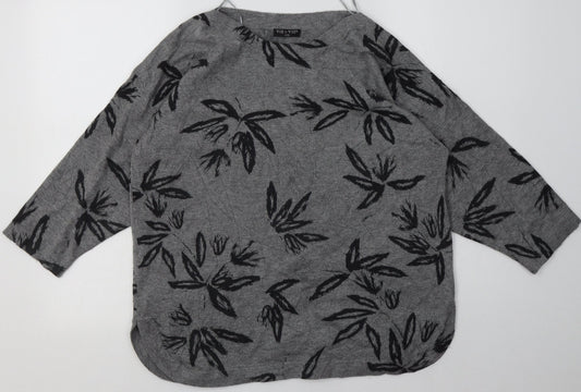 Viz a Viz Womens Grey Floral Polyester Pullover Sweatshirt Size 14  Pullover