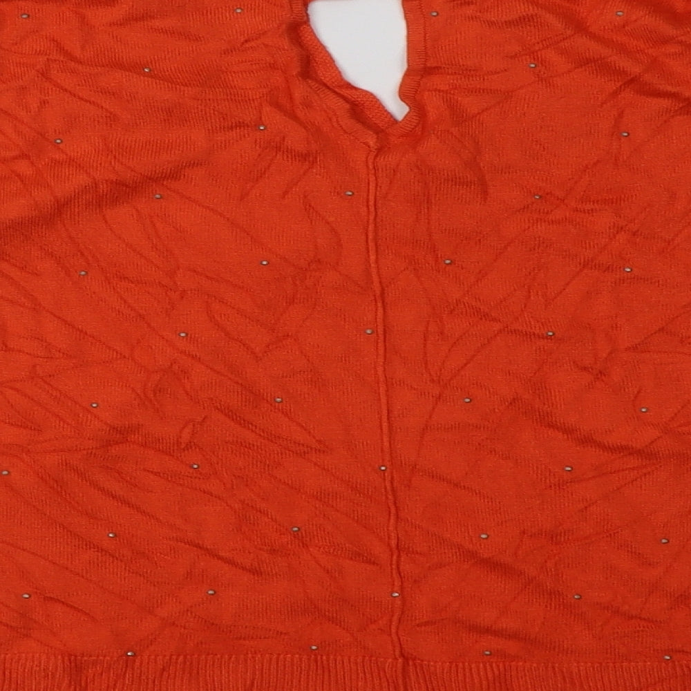 trend Womens Orange  Viscose Pullover Sweatshirt Size 14  Pullover