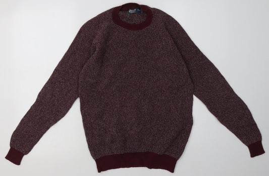 Fabric Mens Red  Cotton Pullover Sweatshirt Size S