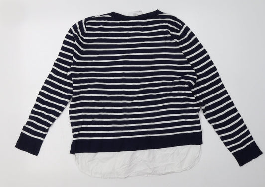 wallus Womens Blue Striped Viscose Pullover Sweatshirt Size M  Pullover