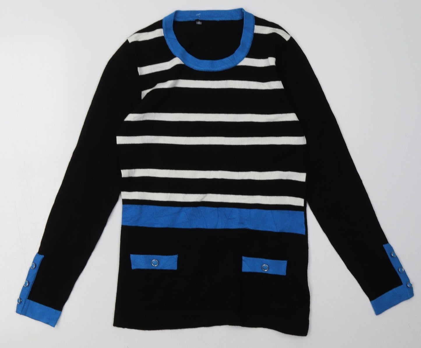 marble Womens Blue Striped Viscose Pullover Sweatshirt Size 8  Pullover