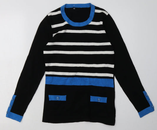 marble Womens Blue Striped Viscose Pullover Sweatshirt Size 8  Pullover