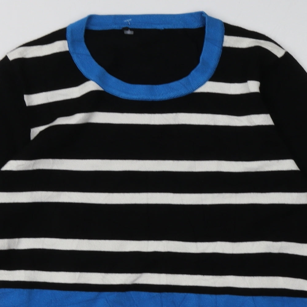 marble Womens Blue Striped Viscose Pullover Sweatshirt Size 8  Pullover