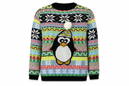 Preworn Womens Multicoloured Geometric Acrylic Pullover Sweatshirt Size L  Pullover - Penguin