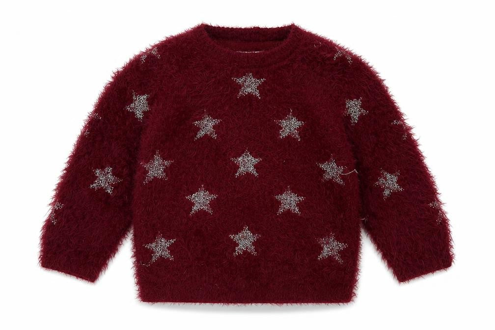 Marks and Spencer Girls Purple Geometric Acrylic Pullover Sweatshirt Size 2-3 Years  Pullover - Star Print
