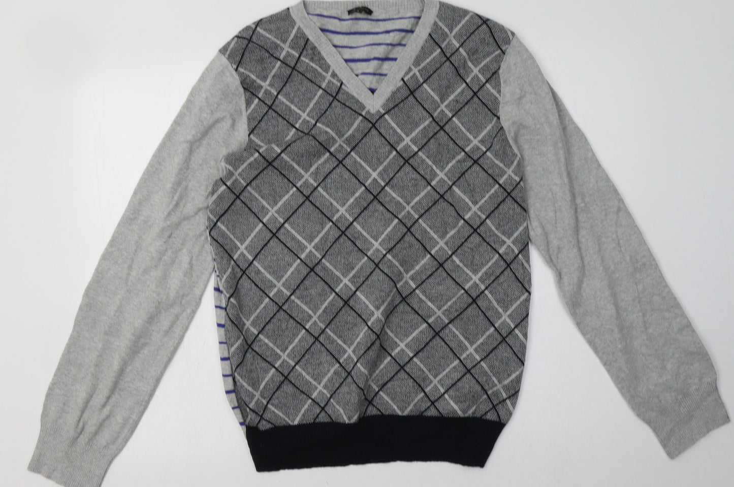 jc rags Mens Grey Check  Pullover Sweatshirt Size L