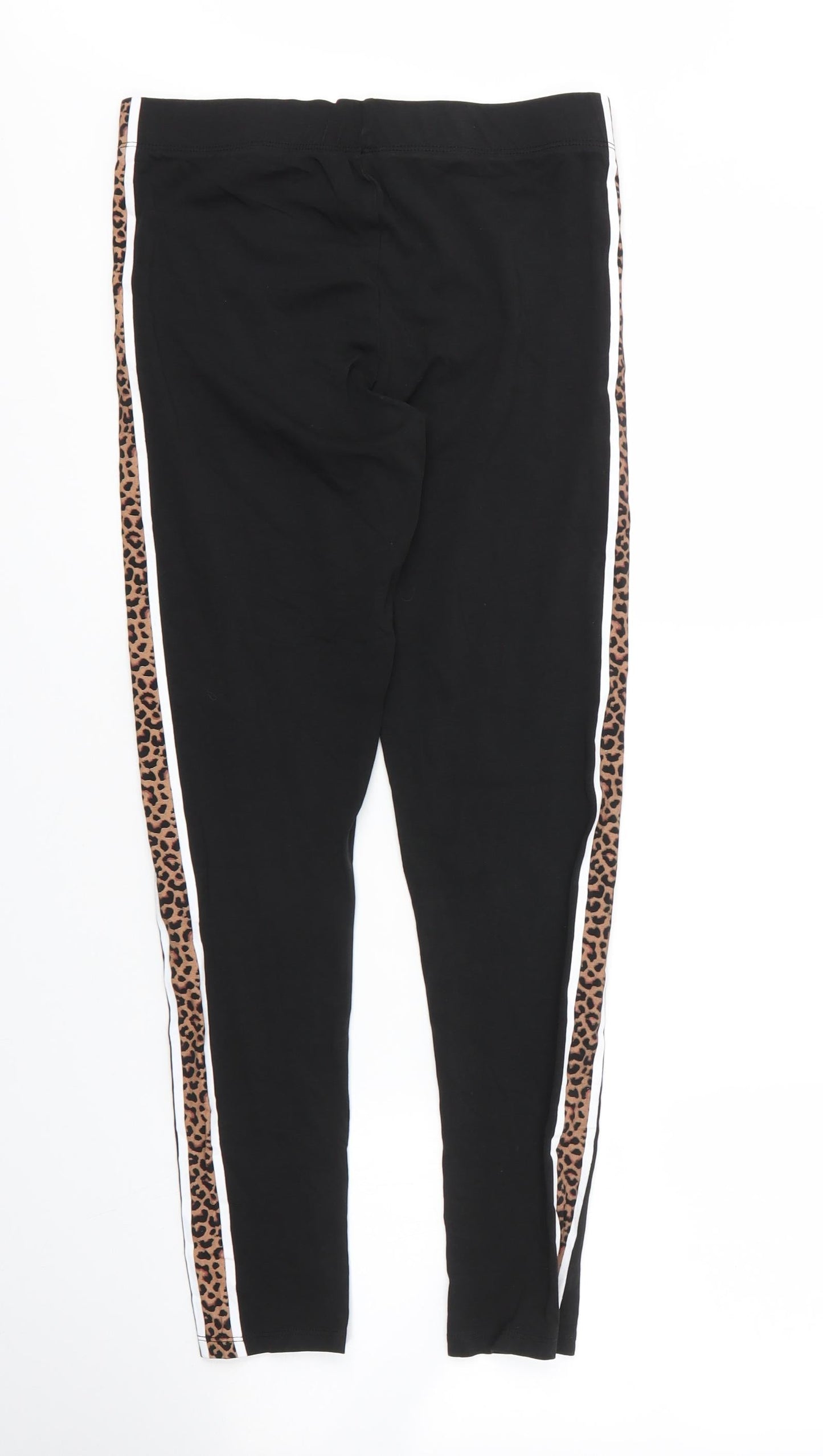 Preworn Womens Black Animal Print Cotton Carrot Leggings Size S L26 in   - Leopard print