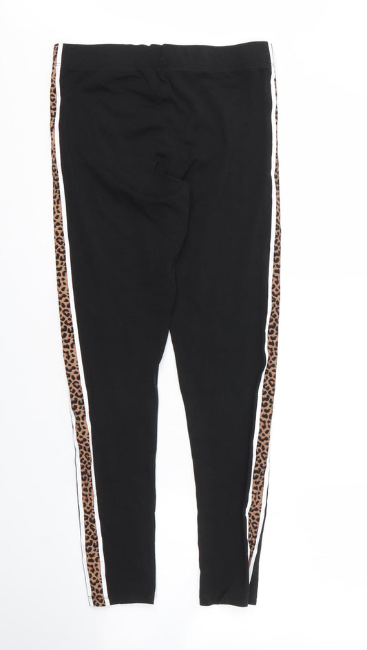 Preworn Womens Black Animal Print Cotton Carrot Leggings Size S L26 in   - Leopard print
