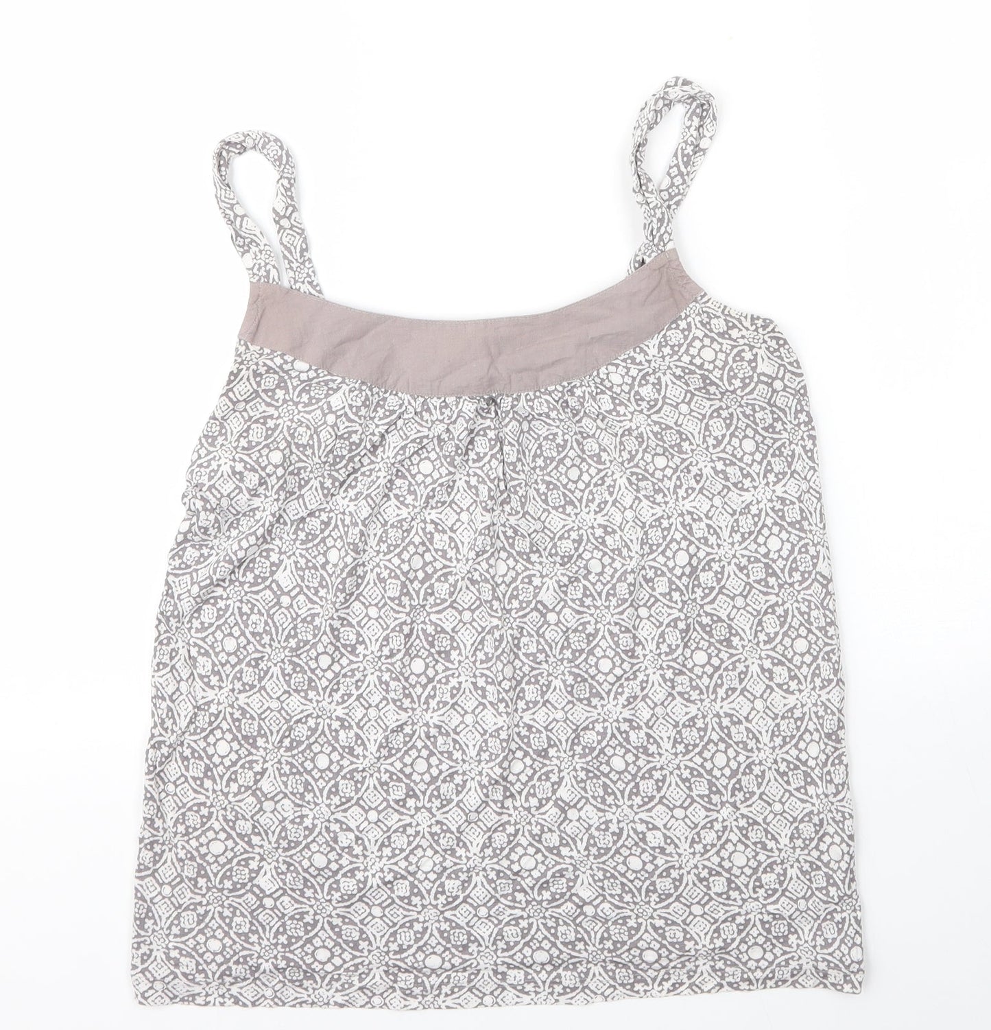 Monsoon Womens Grey Geometric Viscose Camisole Blouse Size 12 Round Neck