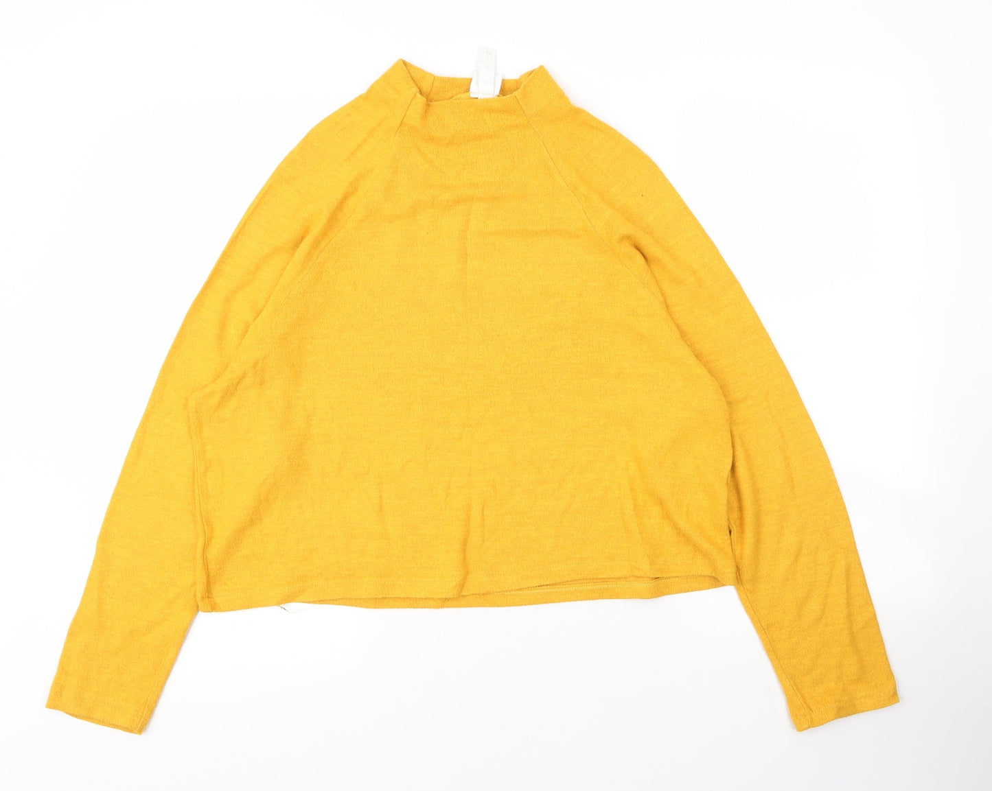 H&M Womens Yellow Mock Neck  Viscose Pullover Jumper Size S