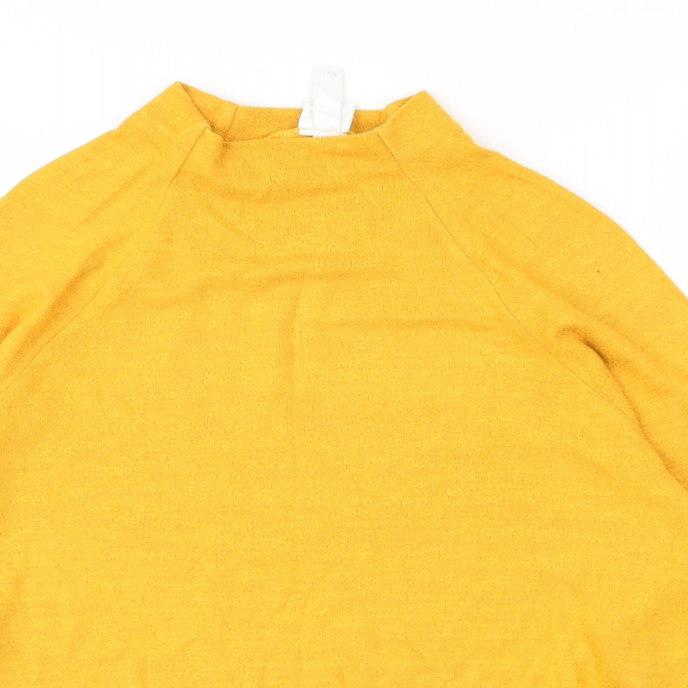 H&M Womens Yellow Mock Neck  Viscose Pullover Jumper Size S