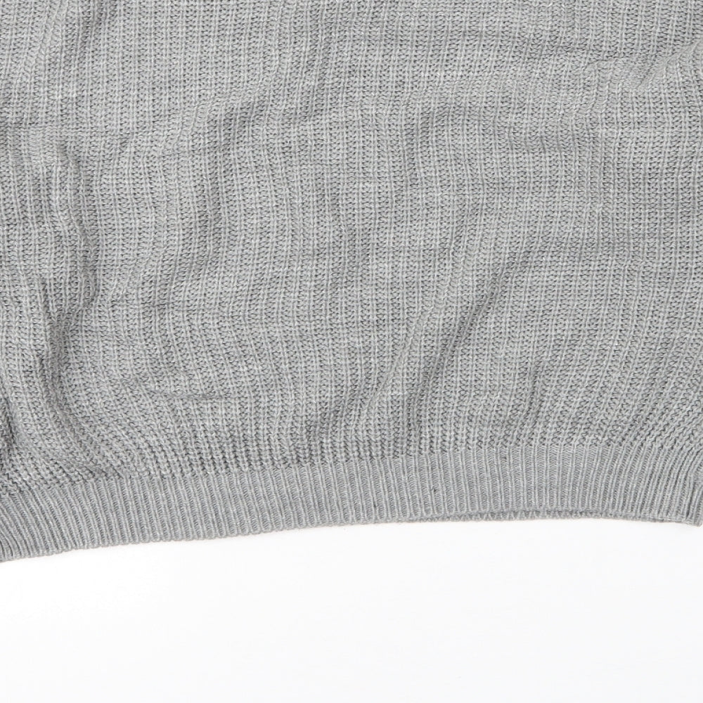 Boohoo Womens Grey Mock Neck  Acrylic Pullover Jumper Size S
