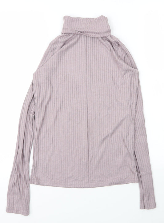 NEXT Womens Purple  Viscose Basic T-Shirt Size 6 Roll Neck