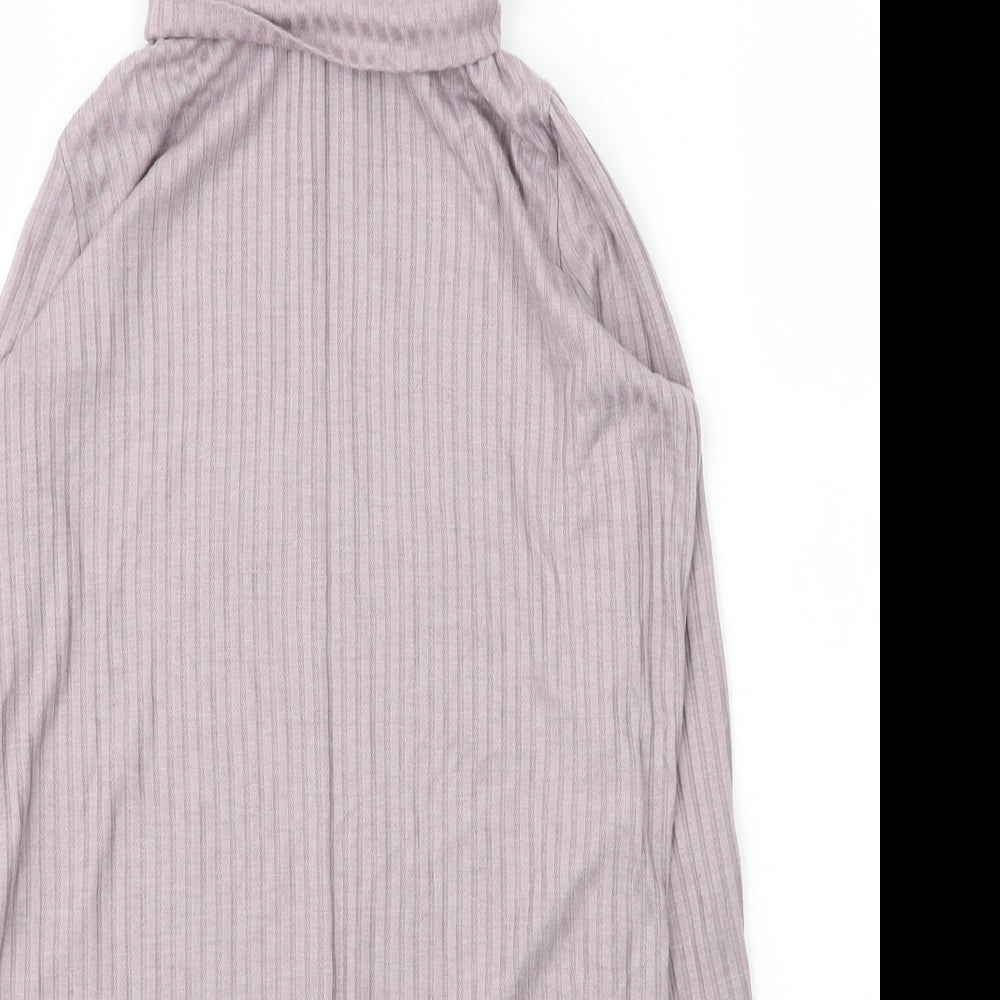 NEXT Womens Purple  Viscose Basic T-Shirt Size 6 Roll Neck