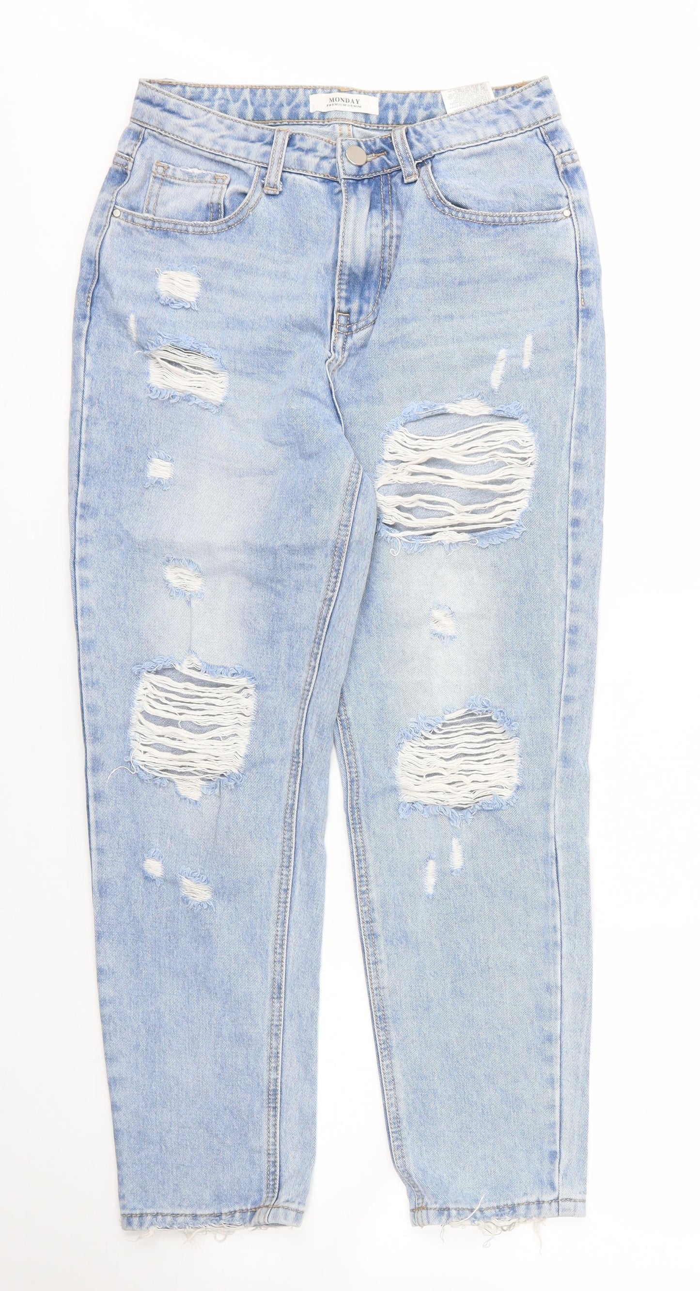 Monday Womens Blue  Cotton Mom Jeans Size S L24 in Regular Zip